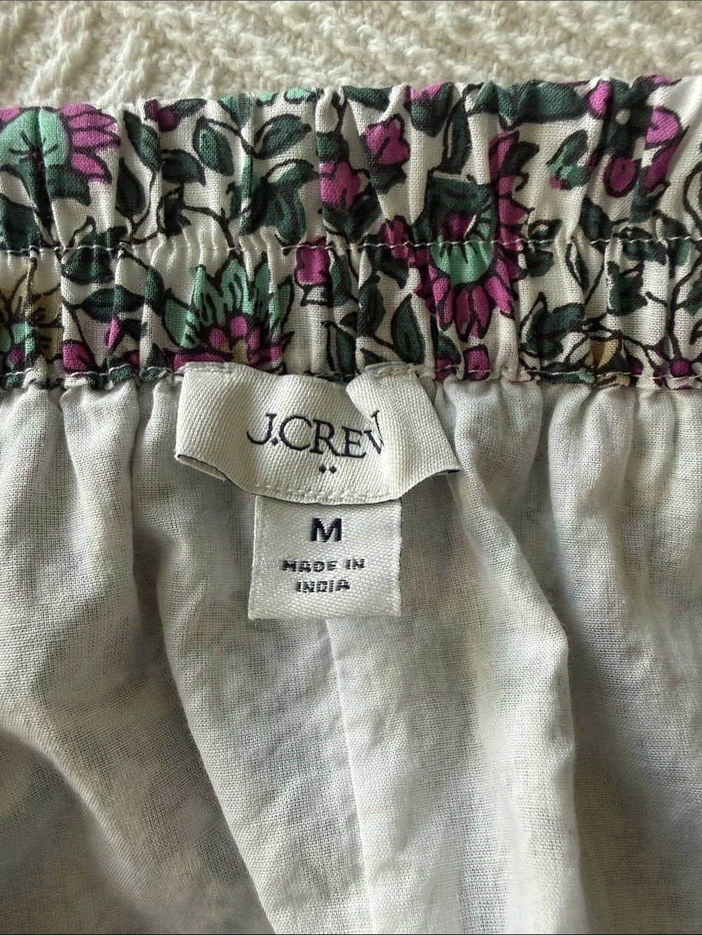 J. Crew Floral Mini Ruffle Skirt  in White, Green and Pink